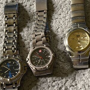 Tag Heuer, Kenneth Cole & Wenger men’s watches. Selling as is. Batteries needed